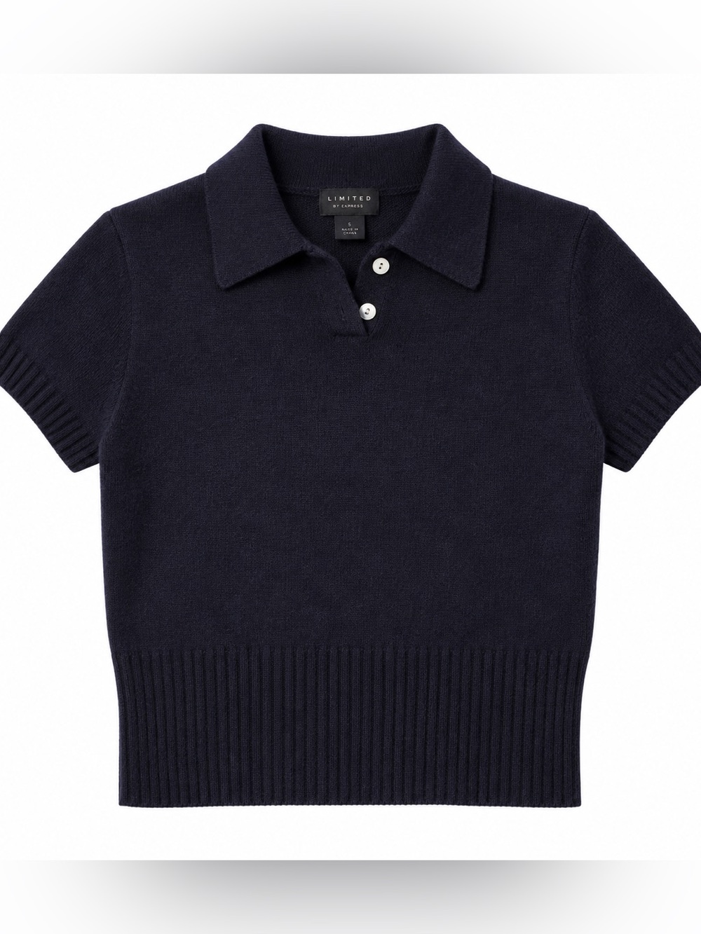 The Limited Navy Short-Sleeve Polo Sweater